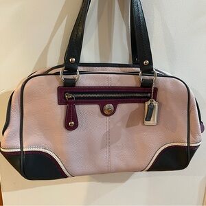 Coach Laura Leather Special Satchel lavender navy shoulder bag